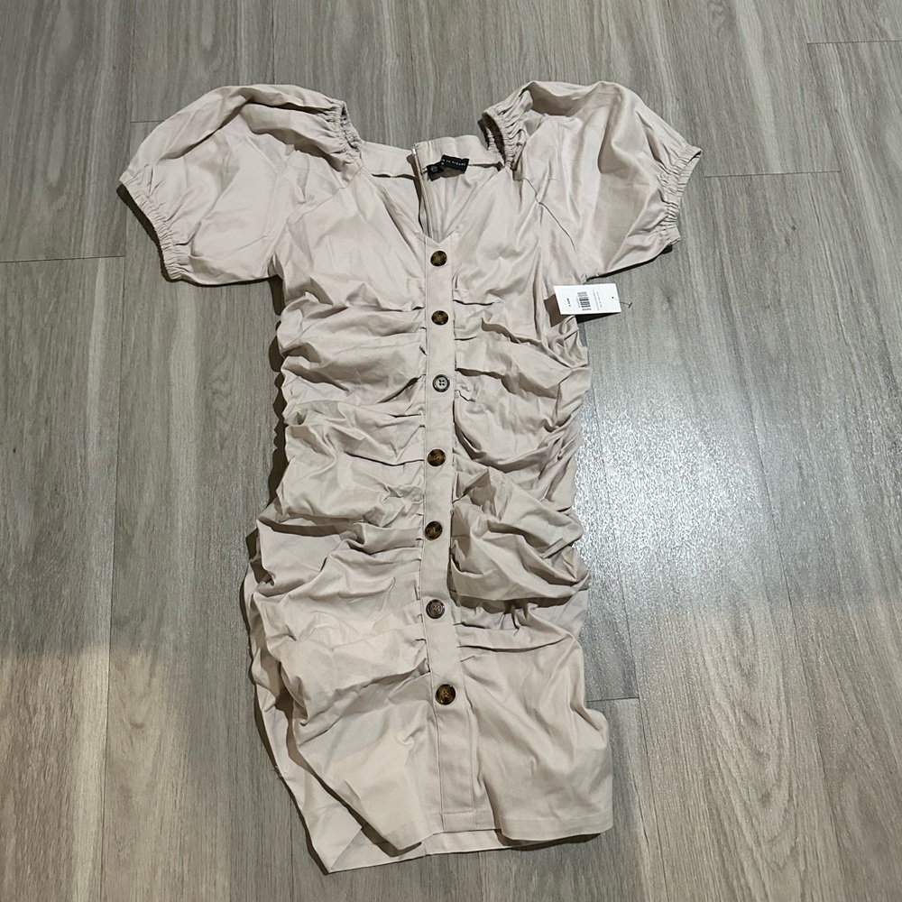 Fashion to Figure Cream Ruched Mini Dress
